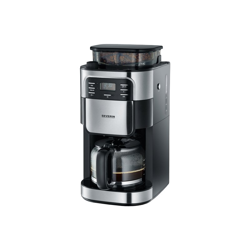 SEVERIN cafetière KA 4810, acier inoxydable/noir, 10 tasses, moulin intégré